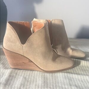 Lucky Brand Tan Suede Wedge Booties